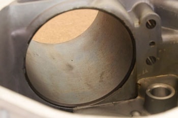 Corrosion on a surface of the engine cylinder.
